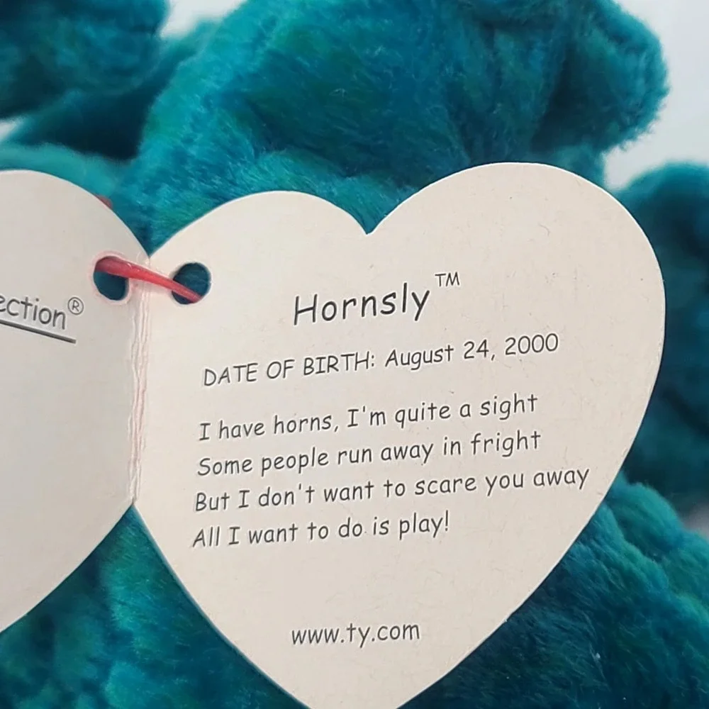TY Beanie Baby Triceratops Hornsly Dinosaur Dino Bean Bag Plush Stuffed Toy 2000